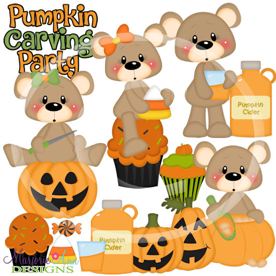 Franklin & Frannie-Pumpkin Carving Party SVG Cut Files +Clipart - Click Image to Close